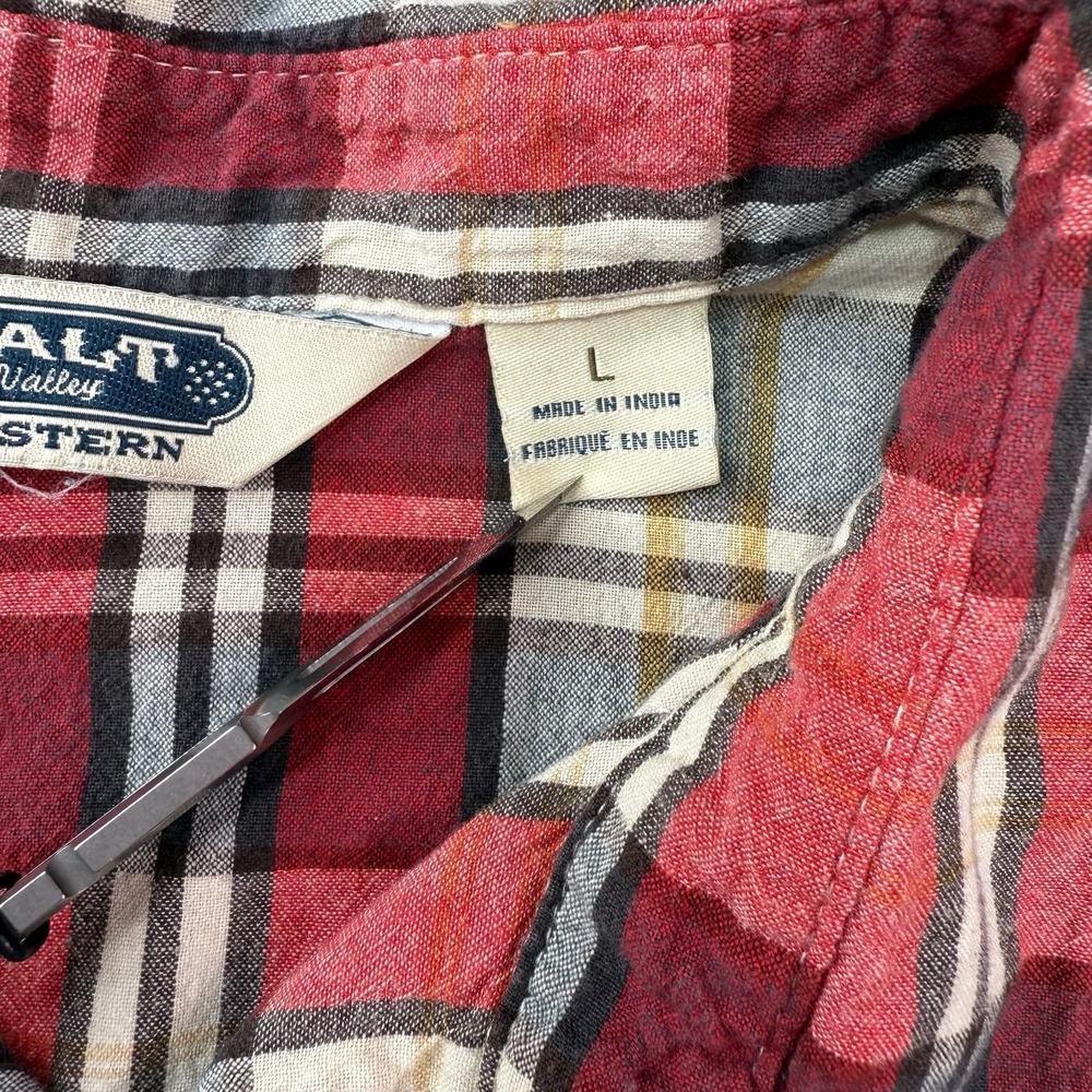Salt Valley Long‎ Sleeve Pearl Snap Western Button Front Shirt Mens Large Plaid - Picture 2 of 12
